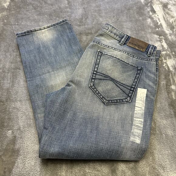 Express Jeans Mens 38x30 Blue Kingston Classic Fit Straight Leg Med Wash Denim - Picture 9 of 13